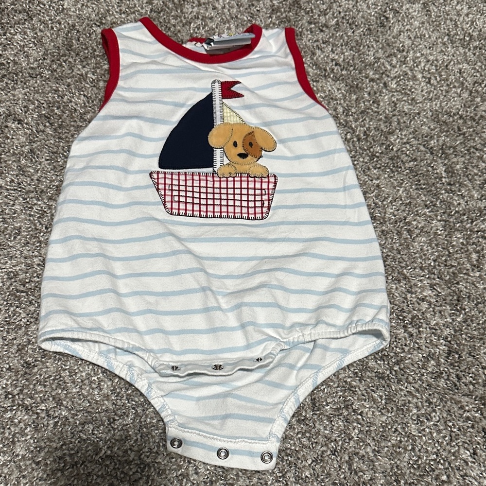 Striped Sailboat Baby Romper